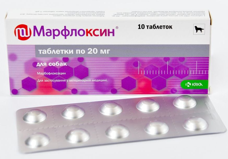 Марфлоксин 20 мг Marfloxin антибактериальные таблетки для собак и кошек ...