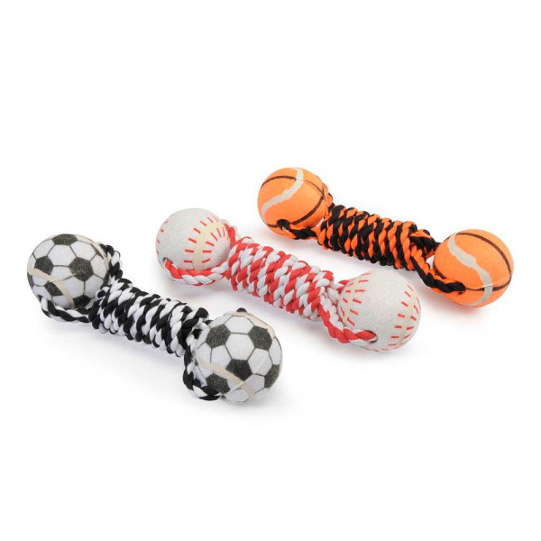 Іграшка для собак CAMON м'ячі спортивні (баскетбольний/бейсбольний/футбольний) з канатом грейфером, 5 см / 16 см