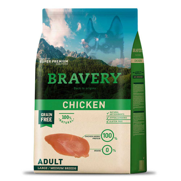 Бравері Bravery Chicken Adult Dog Large/Medium сухий корм з куркою для собак середніх і великих порід, 4 кг (6633)