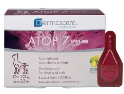 Атоп 7 Dermoscent Atop 7 Spot-on краплі за атопії, алергії шкіри у собак і котів вагою до 10 кг, 4 піпетки