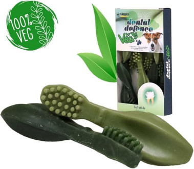 Ласощі Dental Defence Veg S (7 см) зубна щітка із зеленим чаєм і м'ятою для зубів і ясен дрібних собак, 100 гр