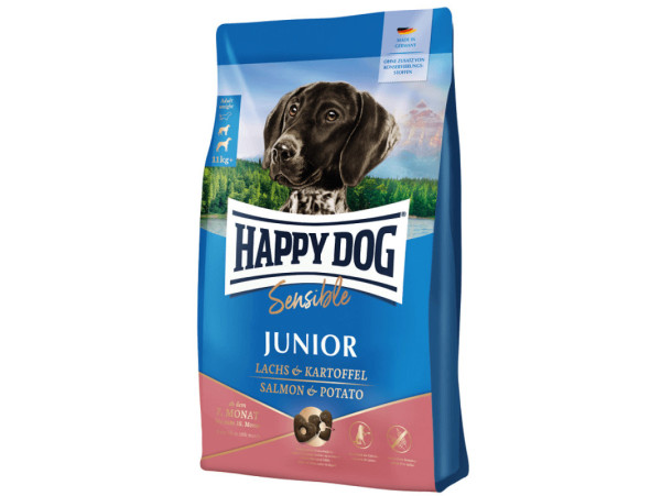Happy Dog Sensible Junior Salmon &amp; Potato лосось і картопля, сухий корм для цуценят від 7 до 18 місяців, 10 кг (61004)