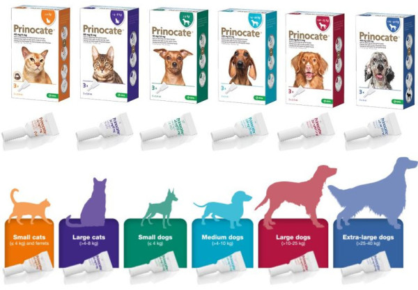 Прінокат Prinocate Medium Dog краплі від бліх та кліщів для середніх собак вагою 4 - 10 кг, 3 піпетки по 1 мл