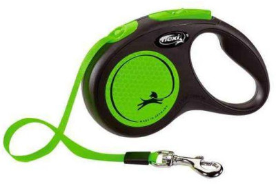 Повідець рулетка Flexi New Neon M, для собак вагою до 20 кг, стрічка 5 метрів, колір зелений