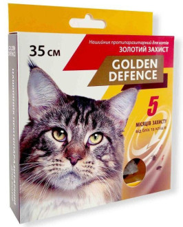 Нашийник Золотий Захист 35 см Golden Defence від бліх і кліщів на 5 місяців для кішок