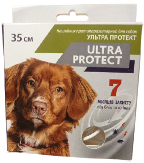 Нашийник ультра протект 35 см ultra protect від бліх і кліщів на 7 місяців для дрібних порід собак
