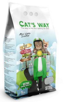 Cat's Way Aloe Vera бентонітовий грудкуючий наповнювач з ароматом Алое Вера для котячих туалетів, зелений, 5 л