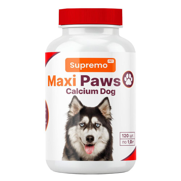 Вітаміни MAXI PAWS кальций  для собак, 120 табл.*1 гр