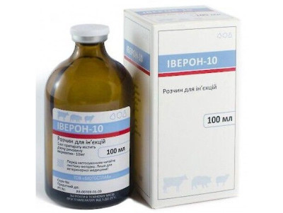 Іверон-10 протипаразитарний иньекционный препарат для корів, овець і свиней, 100 мл