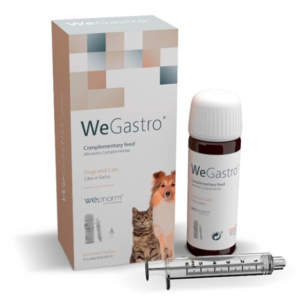 WeGastro Wepharm оральна емульсія для підтримки нормальної функції шлунка у собак та котів, флакон 60 мл + шприц-дозатор