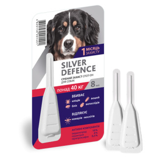 Срібний Захист для собак більше 40 кг Silver Defence краплі на холку від бліх, кліщів, 1 піпетка