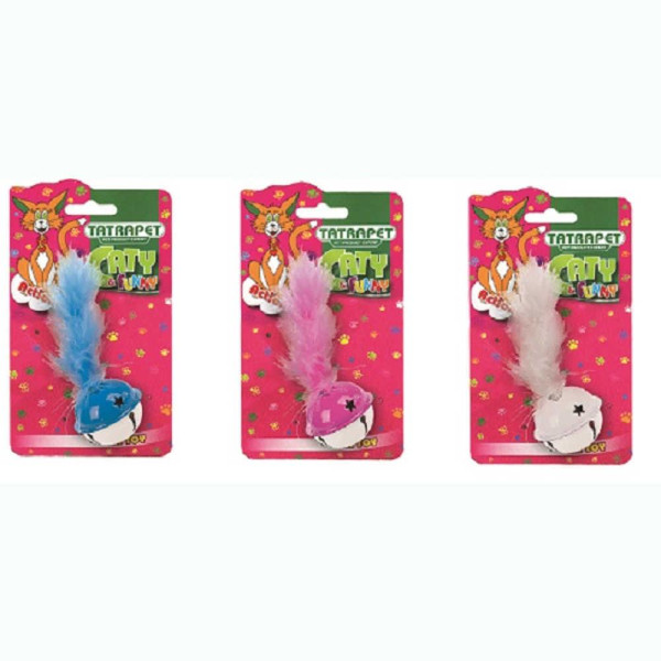 Іграшка для котів TETRAPET Caty funny дзвіночок з пір'ям, 10-3,8см