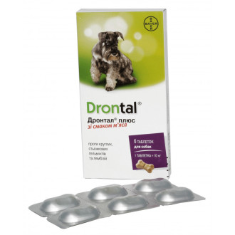 Дронтал Плюс Drontal Plus таблетки зі смаком м'яса від глистів для собак, 1 таблетка