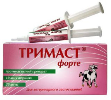 Тримаст Форте для лікування лактуючих корів, шприц-туба 10 гр, Біофарм