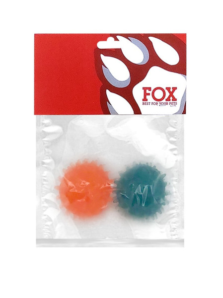 Набір іграшок для собак ТМ &quot;FOX&quot; &quot;М'ячі з шипами&quot; синій+оранжевий, 4 см (з запахом ванілі)