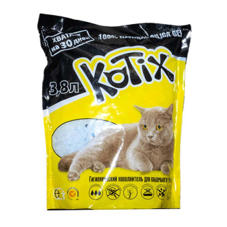 Котікс Kotix силікагелевий бактерицидний наповнювач для котячого туалету, об'єм 3,8 л