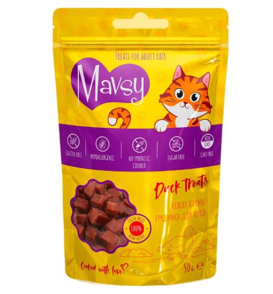 Mavsy Duck treats ніжна качина грудинка - ласощі для котів, 50 гр (LSCJ04)