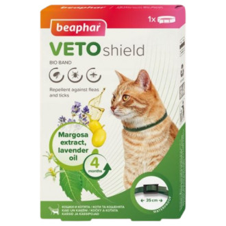 Bio Band VetoShield For Cats Beaphar нашийник від бліх, кліщів і комарів для котів і кошенят з 2 місяців, 35 см (10664)