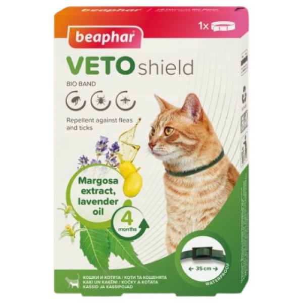 Bio Band VetoShield For Cats Beaphar нашийник від бліх, кліщів і комарів для котів і кошенят з 2 місяців, 35 см (10664)