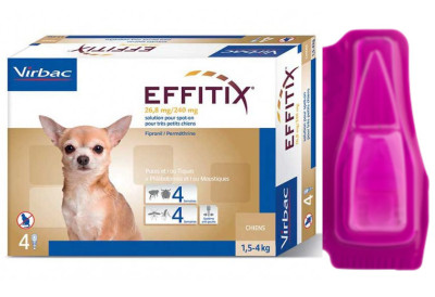 Еффітікс 1,5 - 4 кг Effitix Virbac краплі для собак від бліх, кліщів, комарів, мух, волосоїдів, 1 піпетка