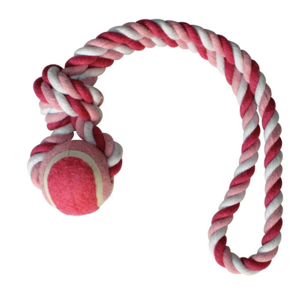 Іграшка для собак CROCI канат грейфер з петлею і м'ячиком, рожевий, 5 см / 33 см