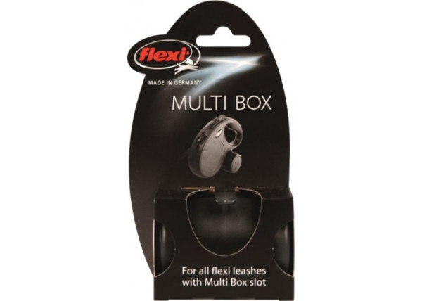 Flexi Multi Box контейнер для ласощів або одноразових пакетів, що кріпиться до собачих рулеток Flexi , колір чорний