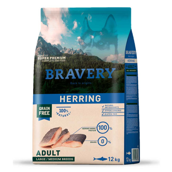 Бравері Bravery Herring Adult Dog Large &amp; Medium сухий корм з оселедцем для собак середніх і великих порід, 12 кг (0609)