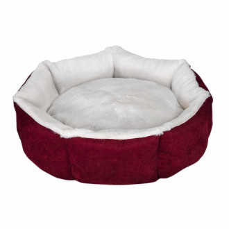 Диван Milord Cupcake S круглий, діаметр 50 см, для котів і собак вагою до 5 кг, колір бордо/сірий (VR09//3596)