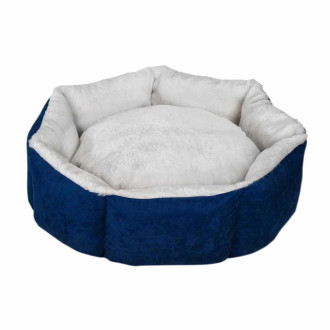 Диван Milord Cupcake L круглий, діаметр 80 см, для собак вагою до 25 кг, колір синій/сірий (VR06//3497)