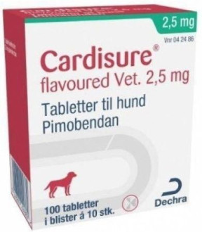 Кардішур 2,5 мг Cardisure підтримка при серцевій недостатності у собак, 10 таблеток