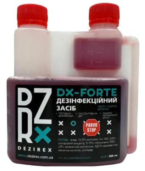 Дезірекс Форте Парво Стоп Dezirex Forte Parvo Stop дезінфектор ветеринарних об'єктів, 0,5 л