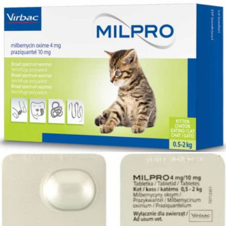 Мілпро Virbac Milpro таблетки від глистів для кошенят і малих порід кішок вагою від 0,5 до 2 кг, 1 таблетка