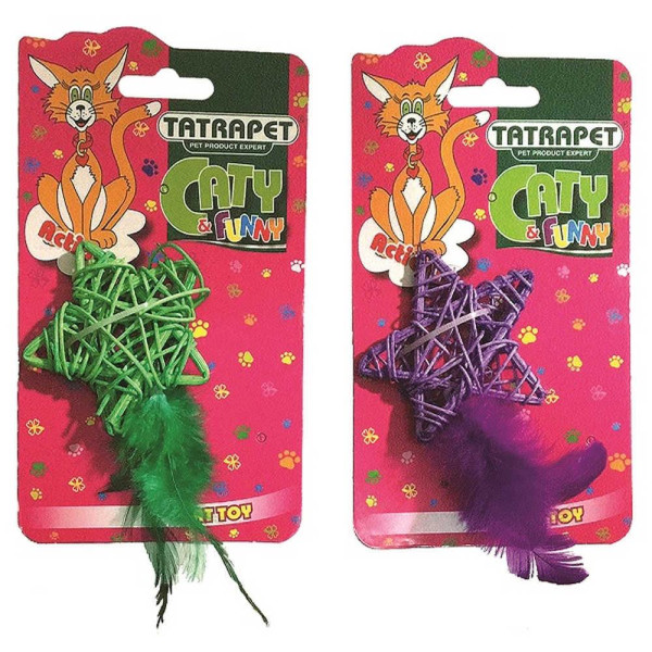 Іграшка для котів TETRAPET Caty funny, зірочка з пір'ям, 13*7 см