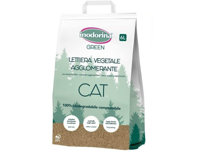 Inodorina Green Lettiera Vegetale Agglomerante Cat наповнювач із овочевої фібри для котячого туалету, 6 л (1300010001)