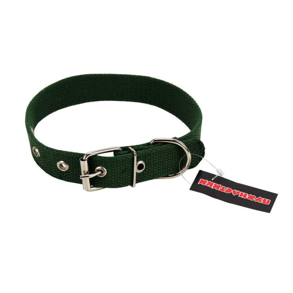 Нашийник  брезентовий  "Пухнастики" зелений  25 мм/49см