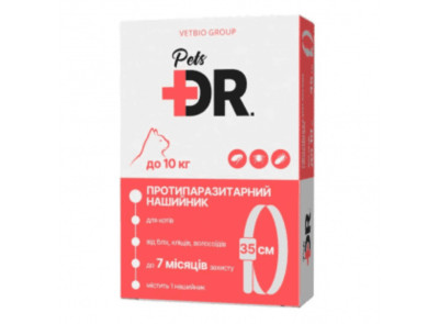Доктор Петс Dr.Pets нашийник від бліх та кліщів для кішок вагою до 10 кг, 35 см, сірий