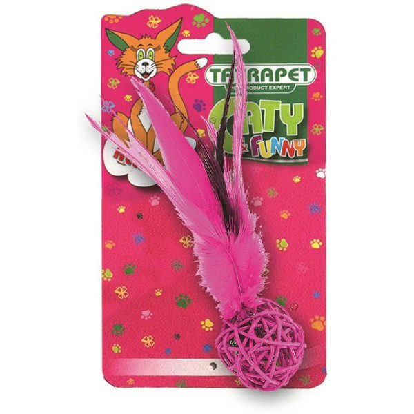 Іграшка для котів TETRAPET Caty funny, кулька з пір'ям, 14*4,5 см