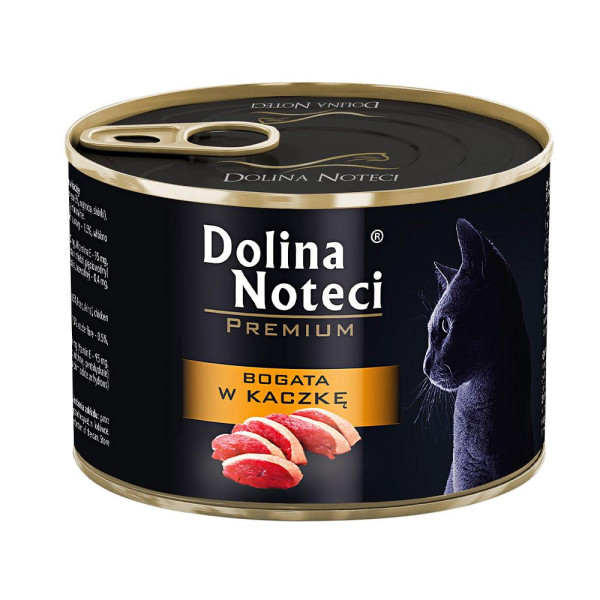 Корм конс.Dolina Noteci Premium  для котів, м'ясні шматочки в соусі з качкою,185 гр
