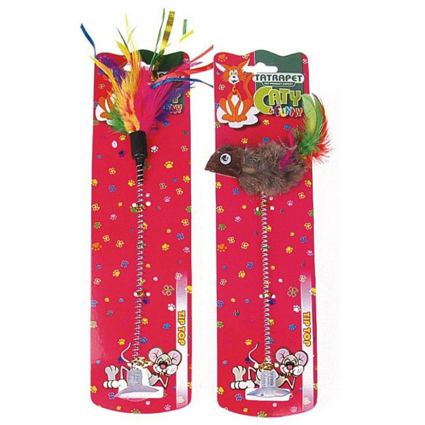 Іграшка для котів TETRAPET Caty funny дразнилка на присосці з пір'ям, 20-27 см