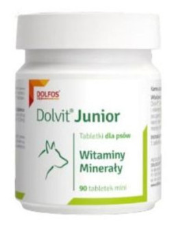 Долвiт Юніор Міні Dolvit Junior Mini Dolfos вітамінний комплекс для нормального росту цуценят і собак дрібних порід, 90 Міні таблеток
