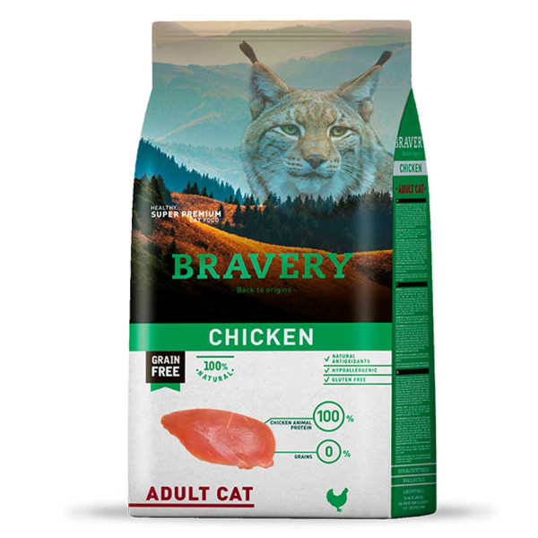 Бравері Bravery Chicken Adult Cat беззерновий сухий корм з куркою для дорослих котів, 7 кг (7609)