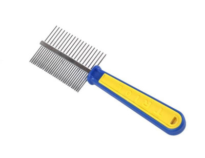 Гребінець ТМ "FOX" пластиковий жовто-синій, двосторонній, 20х5,5 см