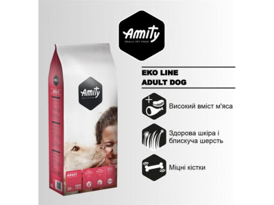 Аміті Amity Eco Adult Dog сухий корм із куркою для дорослих собак усіх порід, 20 кг (082 ECO ADULT 20KG)