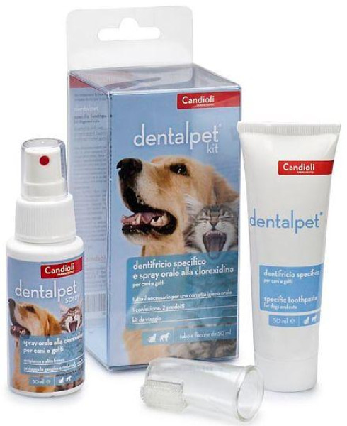 ДенталПет Набір Кандіолі DentalPet Kit Candioli догляд за ротовою порожниною собак і кішок, паста +спрей +щітка-напальчник