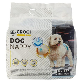 Підгузки Croci Dog Nappy М для собак вагою 3 - 6 кг, обхват талії 32 - 44 см, 12 підгузків (C6020381)
