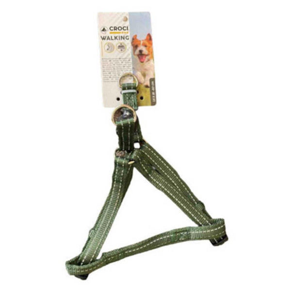 Шлея CROCI SOFT REFLECTIVE, світловідбиваюча, м'який, темно-зелений, нейлон, 35-50x1,5 см