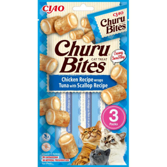 Ласощі INABA "Churu Bites" для котів, курка/тунець/морський гребінець 3*10 гр