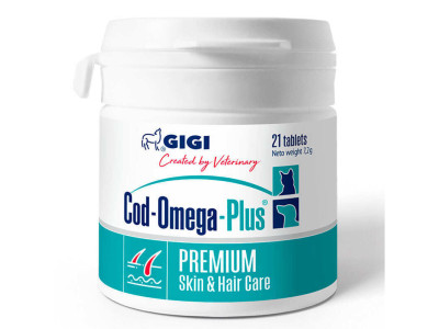 Код Омега Плюс Gigi Cod Omega Plus вітаміни для шкіри і вовни собак і кішок, 21 таблетка