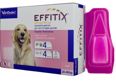 Еффітікс 20 - 40 кг Effitix Virbac краплі для собак від бліх, кліщів, комарів, мух, волосоїдів, 1 піпетка