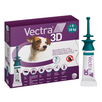 Вектра 3D 4 - 10 кг Vectra 3D краплі від бліх, кліщів, комарів для собак, 1 піпетка
